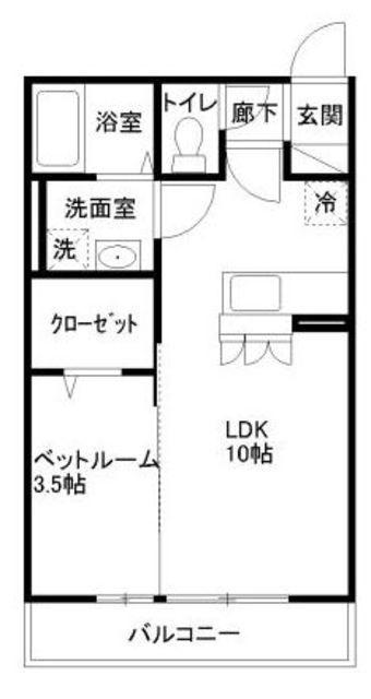 グランドソレーユB(1LDK/3階)の間取り写真