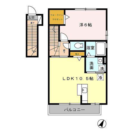 アクジス(1LDK/2階)の間取り写真