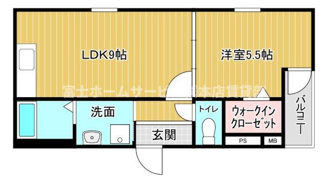 フジパレス山之内ノース(1K/3階)の間取り写真