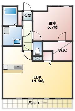 ジュネス徳望(1LDK/2階)の間取り写真