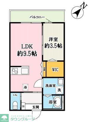 ルピナス東門前(1LDK/2階)の間取り写真