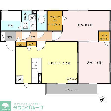 メゾン・ルアー 2棟(2LDK/2階)の間取り写真