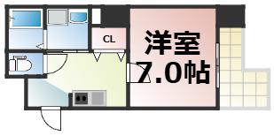 パークヒルズ玉造AGERATE(1K/2階)の間取り写真