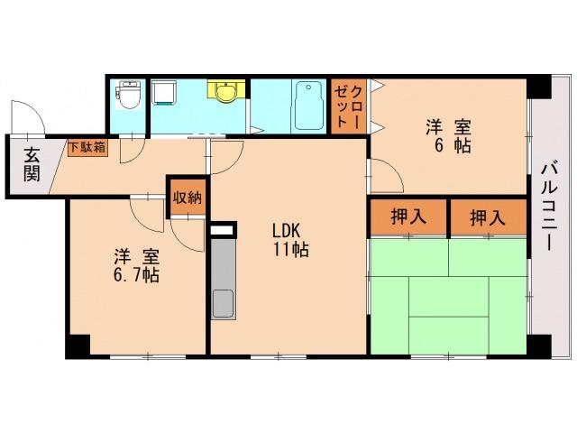 エクセル青葉台II(3LDK/4階)の間取り写真