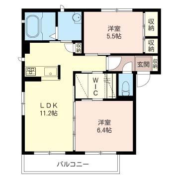 ルナ・デ・ミエール(2LDK/1階)の間取り写真