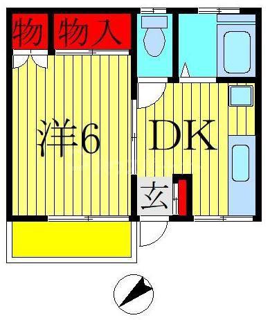 松ケ丘ハイム(1K/2階)の間取り写真