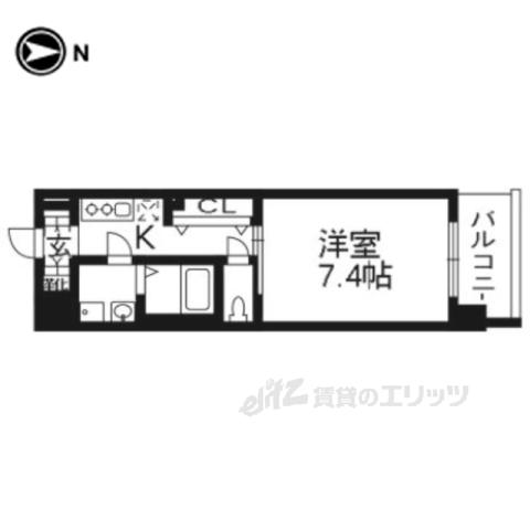 レジデンス京都ゲートシティ(1K/2階)の間取り写真