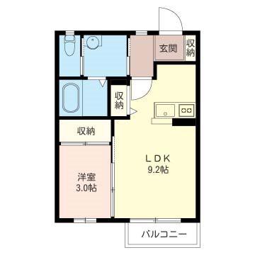 セグソレアード(1LDK/2階)の間取り写真