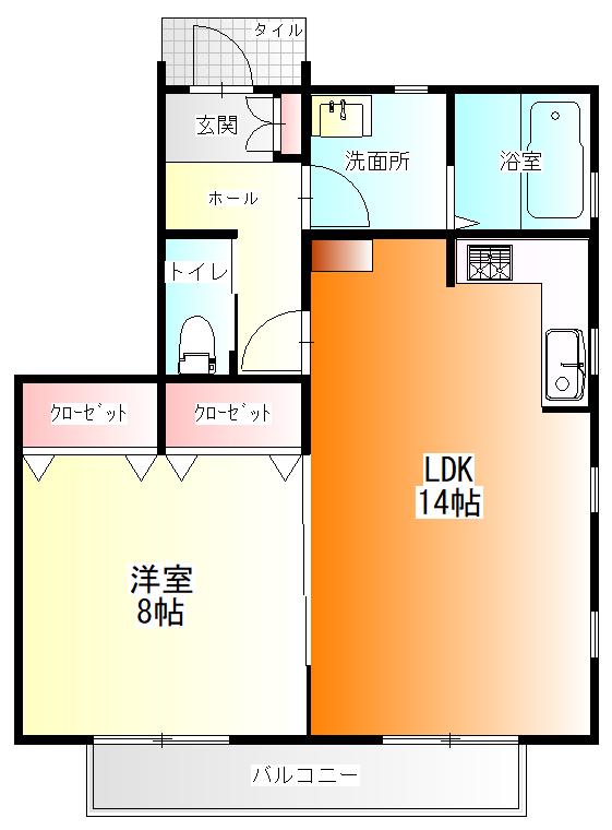 グランシュマンH(1LDK/1階)の間取り写真