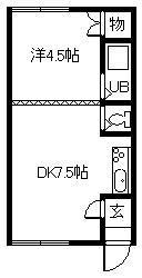 春光台ハイツ(1DK/2階)の間取り写真