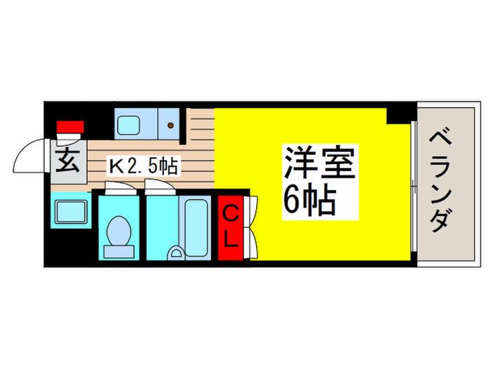 ベイシティハイツ船橋(1K/6階)の間取り写真