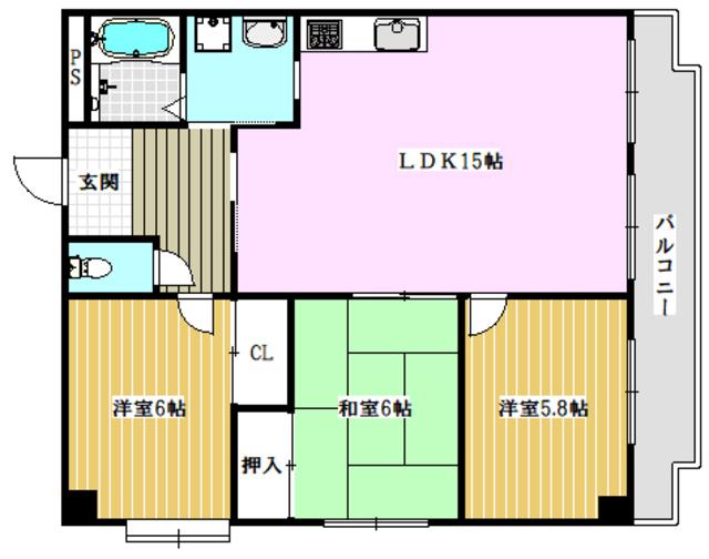 ピアグランデ(3LDK/4階)の間取り写真