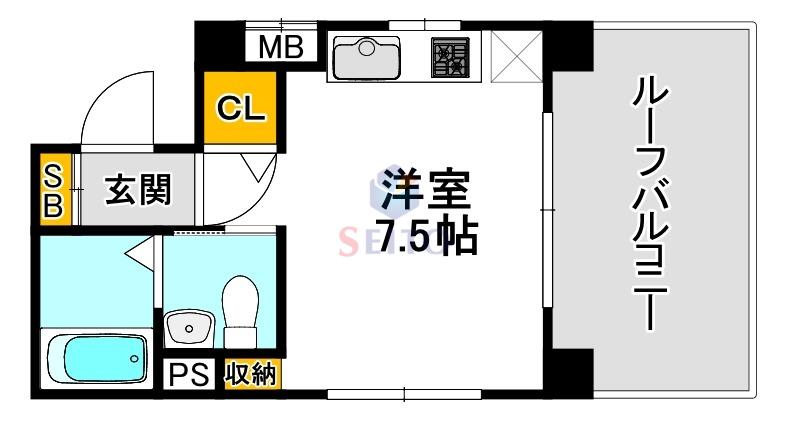 ストリーム江坂(ワンルーム/5階)の間取り写真