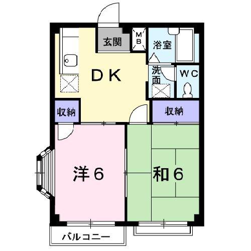 エルディムセブン(2DK/2階)の間取り写真
