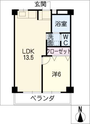 浅野ビル(1LDK/3階)の間取り写真