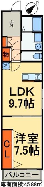 RCデザイナーズ松戸(1LDK/2階)の間取り写真