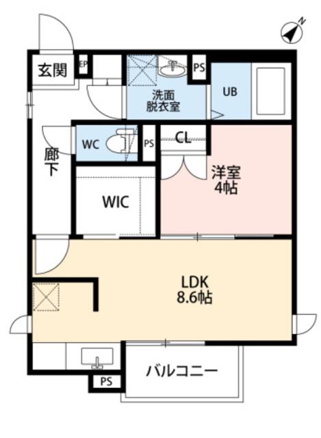 CB和白セレン(1LDK/3階)の間取り写真