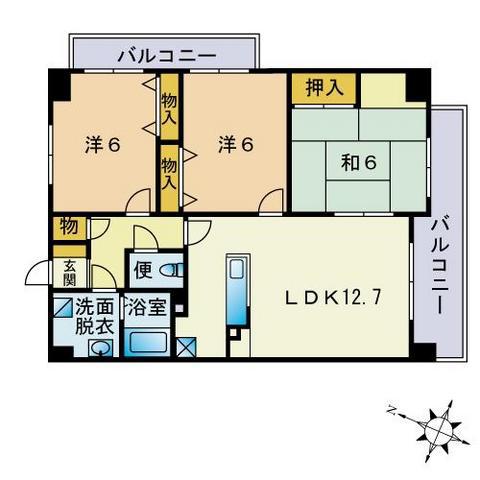 ウインズマンション周船寺駅西(3LDK/6階)の間取り写真