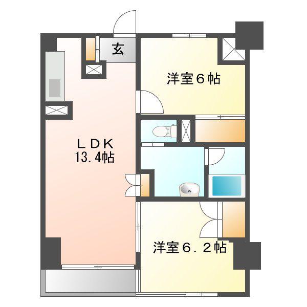 カーサマローネ(2LDK/4階)の間取り写真