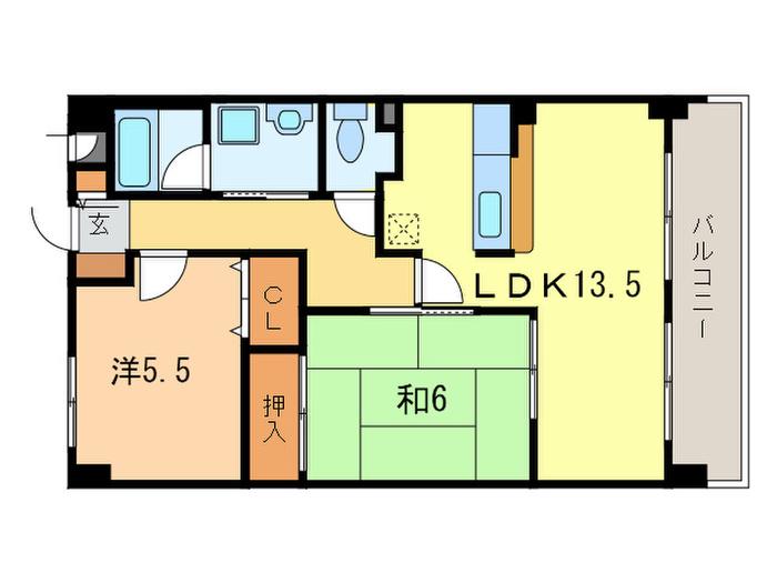 オークヒルズ山口(2LDK/1階)の間取り写真