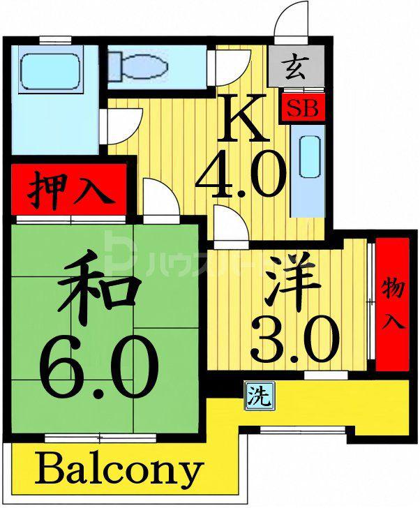 越川ビル(2K/6階)の間取り写真