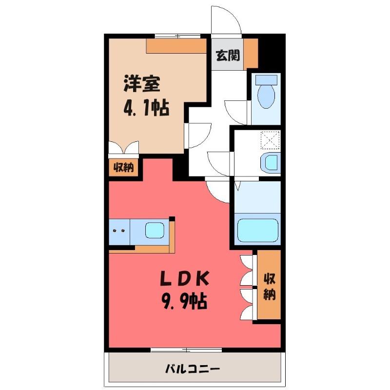 クレシアB(1LDK/2階)の間取り写真