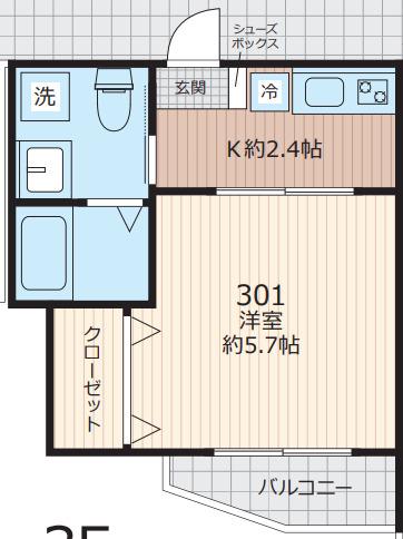 エベラ大倉山(1K/3階)の間取り写真