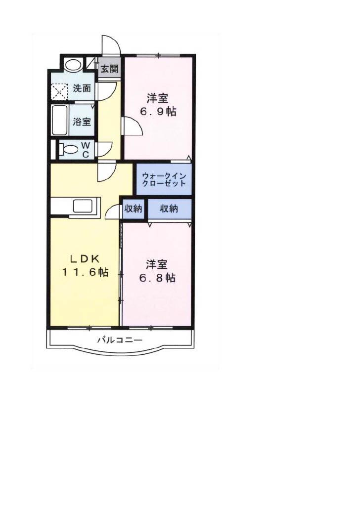 シューフルール(2LDK/3階)の間取り写真