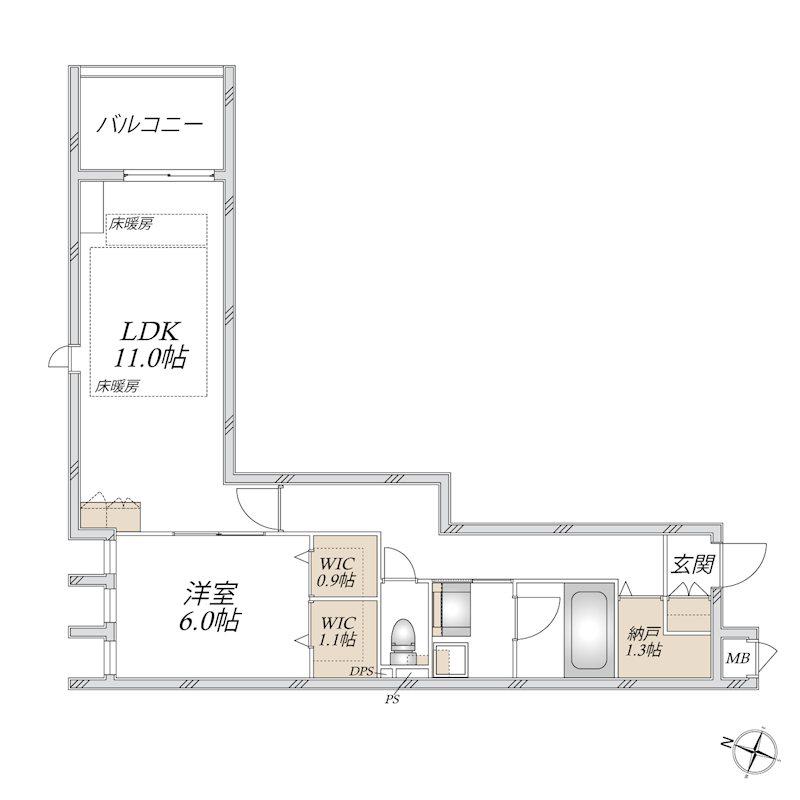 SUN MALL V(1SLDK/2階)の間取り写真