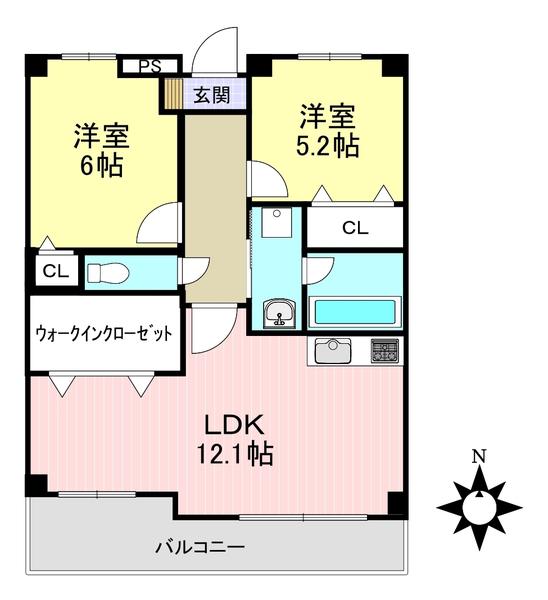グランドール(2LDK/1階)の間取り写真