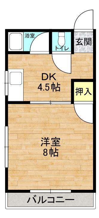 武蔵サンハイツ(1DK/2階)の間取り写真