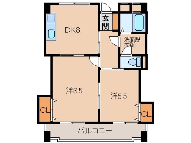 グレイスピア吹上(2DK/2階)の間取り写真