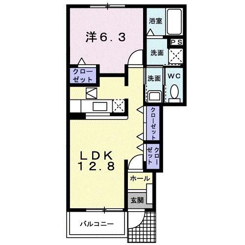 メゾン・アリコヴェール(1LDK/1階)の間取り写真