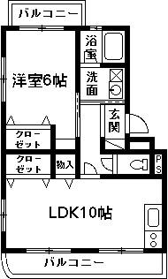 丸田マンションA・B(1LDK/2階)の間取り写真