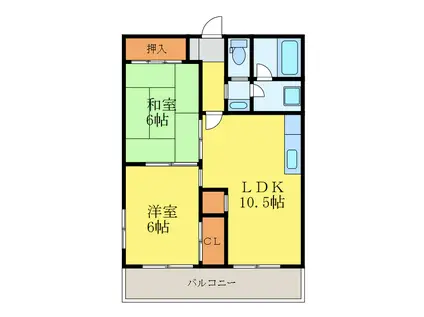 第2丸米ハイツ(2LDK/2階)の間取り写真