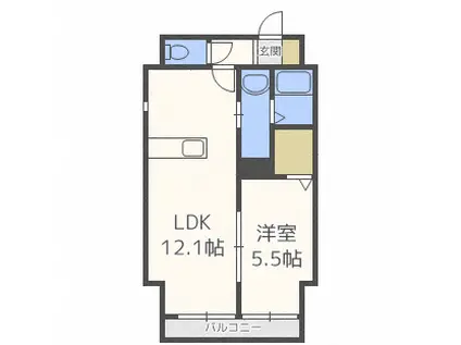 グランメールN20(1LDK/6階)の間取り写真