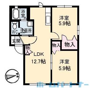 シャーメゾン エチュード B(2LDK/1階)の間取り写真