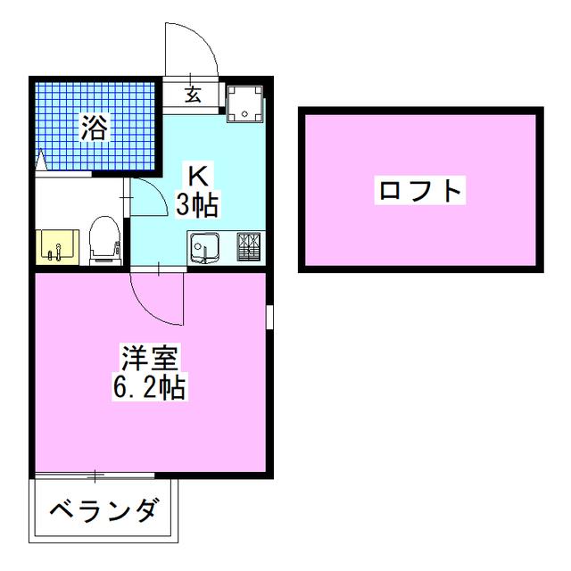 LUCE東船橋(1K/1階)の間取り写真