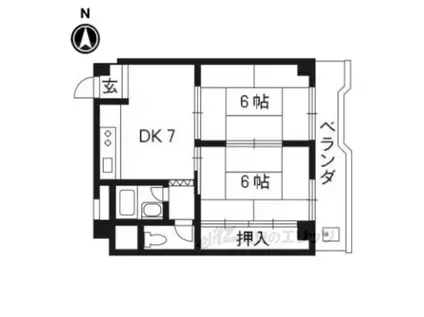 ロイヤルフラワーマンション(2DK/4階)の間取り写真