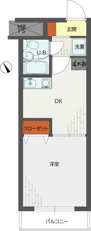 ライオンズマンション宿河原第2(1DK/5階)の間取り写真