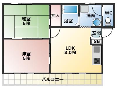 フェアモント(2LDK/3階)の間取り写真