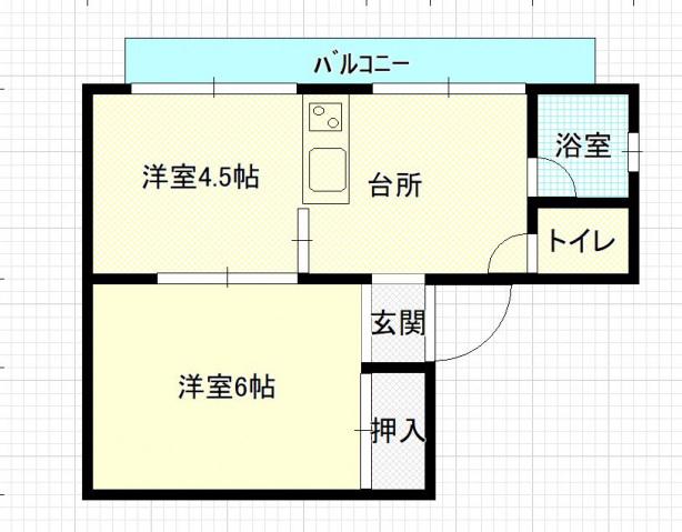 第2尾崎ビル(2DK/4階)の間取り写真