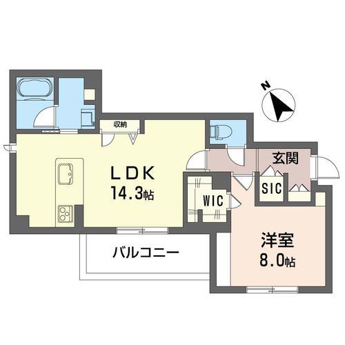マイランド橋本(1LDK/4階)の間取り写真