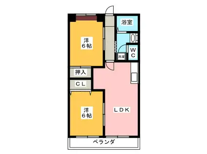 エステートヤマキ(2LDK/3階)の間取り写真
