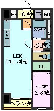 フロリアードもとやま(1LDK/1階)の間取り写真