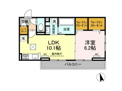 モンプリミエ ルラシオンIII(1LDK/1階)の間取り写真