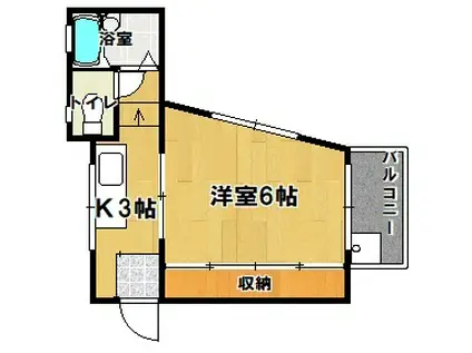 平城山パート6(1K/2階)の間取り写真
