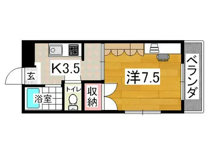 ボザールマンション(1K/2階)の間取り写真