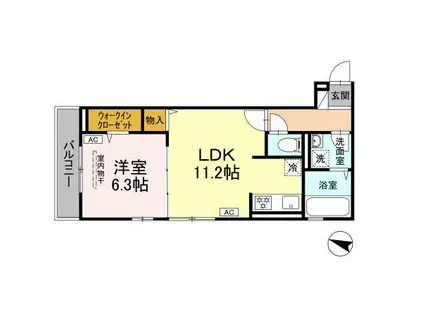 D-ROOM篠崎町(1LDK/2階)の間取り写真