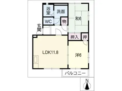 モンシャトー可児C(2LDK/2階)の間取り写真